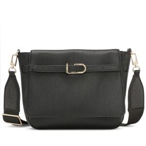 DKNY Penelope Small Flap Crossbody in Black/Gold, Retail $168